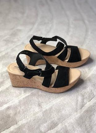 🖤 clarks rose way - стильные женские босоножки на танкетке, женские босоножки размер 40