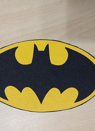 Нашивка бетмен наліпка патч класичний логотип бетмена (batman logo) у жовто-чорному овалі кажан летюча миша