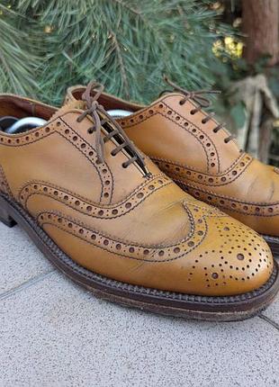 Чоловічі вінтажні коричневі туфлі броги grenson england tan