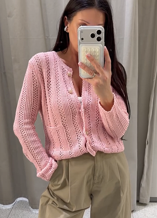 Кардиган ажурної в'язки zаra розмір xl