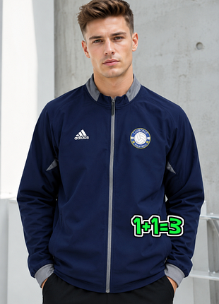 🎁1+1=3 фирменная мужская куртка бомбер на флисе adidas оригинал, размер 50 - 52
