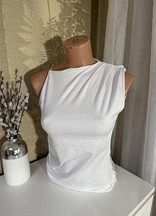 Біла котонова майка zara
