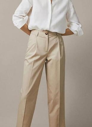 Бежевые брюки из смеси хлопка от massimo dutti