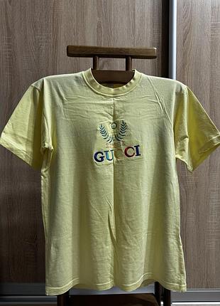 Вінтажна бавовняна футболка з вишивкою gucci  (100% бавовна)