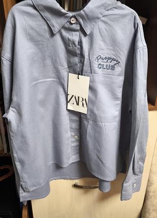 Для девушки рубашка zara с карманом 7-9 лет
