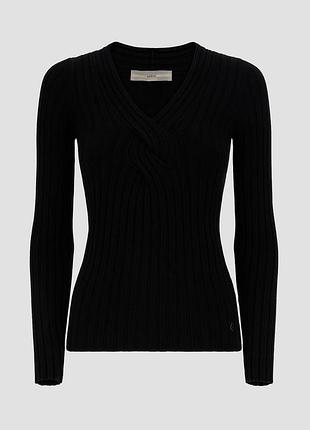 Жіночий чорний трикотажний пуловер guess ines v-neck
