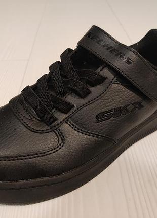 Нові чорні шкіряні кросівки skechers (р. 34 / 21.5 см) air-cooled memoryfoam