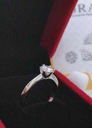 Серебряное кольцо с лабораторным бриллиантом, 925, камень 0,5карат