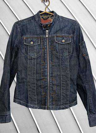 Жіноча синя джинсова куртка g-star raw s m 36 38 44 46 джи стар роу куртка на блискавці джинсовка із потертостями зіпка 46