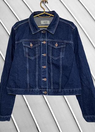 Женская темно-синяя джинсовая куртка new look eur 46 3xl 54 5627 лук оверсайз джинсовка плотный джинс темный джинсовый жакет 56