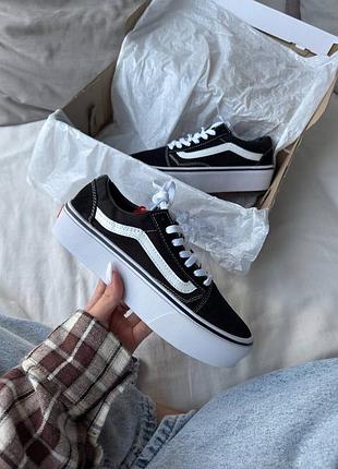 Кеды vans oid scool platform / ванс олд скул черно белые 36 37 38 39 40
