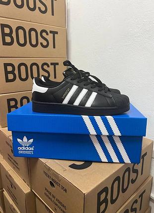 Кроссовки аdidas surerstar black / адидас суперстар черные 38 39 40 41 42 43