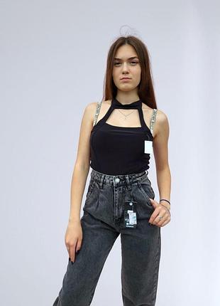 Боди-майка женская однотонная с открытой спинкой nasty gal черная