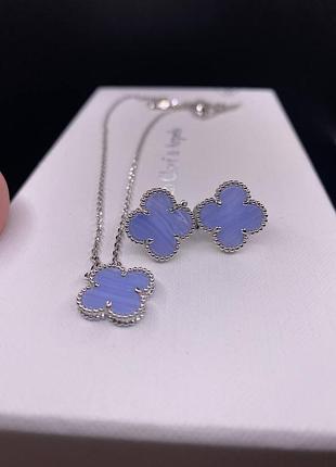 💎new💎брендовый комплект серьги и подвеска vca, ван клиф, клевер ♥️♥️♥️с логотипом