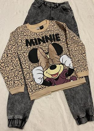 Світшот на дівчинку disney 9-10 років 134/140см з принтом🤎💛