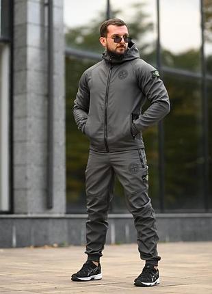 Костюм софтшелл тактичний сірий stone island grey! костюм тактический серый softshell stone island! костюм стоун айленд софтшелл! размеры s-4xl!