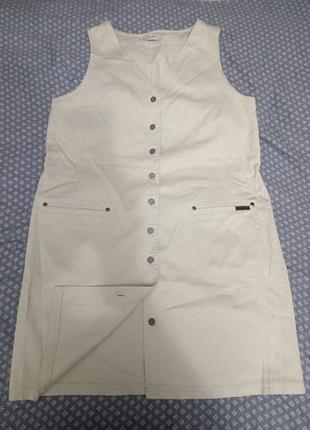 Женское бежевое катоновое платье - сарафан, ny jeans new york jeans, оригинал, р. м