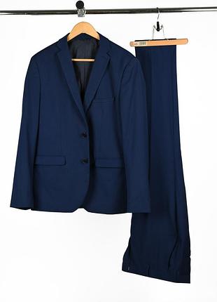 We slim fit чоловічий класичний костюм насичено синій двійка завужений крій розмір 50 m