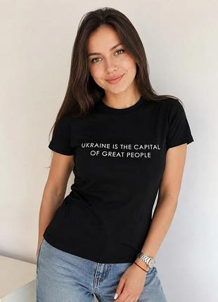 Черный хлопок-футболка