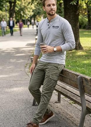 Чоловічий лонгслів henley hollister california (розмір l)