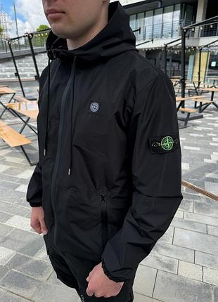 Куртка-вітровка чоловіча stone island чорна