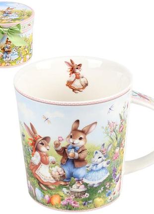Подарунковий великодній набір easter tale r40723 чашка з блюдцем для солодощів 320 мл різнокольоровий