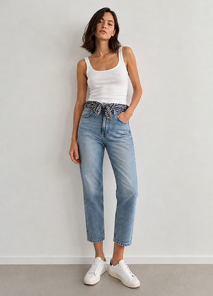 Новые укороченные прямые женские джинсы zara