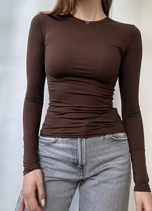 Лонгслів zara з шовковистим відділом, єффект другої кожи