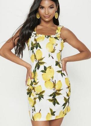 Сукня принт лимони  prettylittlething