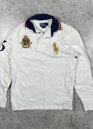 Лонгслив-поло регбийка polo ralph lauren custom slim fit big pony crest vintage