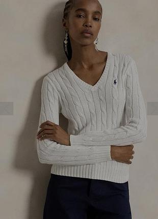 Белый женский свитер ralph lauren