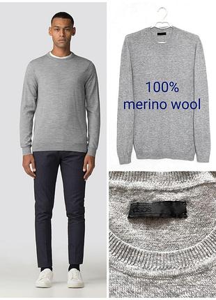 Чоловічий тонкий вовняний джемпер asos muscle fit merino wool jumper,  p. m