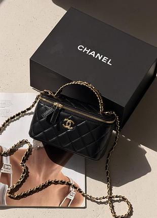 Женская сумка chanel vanity logo handle with mirror черный
