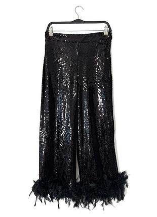Черные брюки брюки брюки с пайетками и перьями river island london