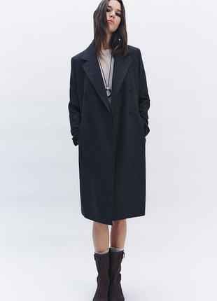 Шерстяное пальто жакет серия премиум м/л zara