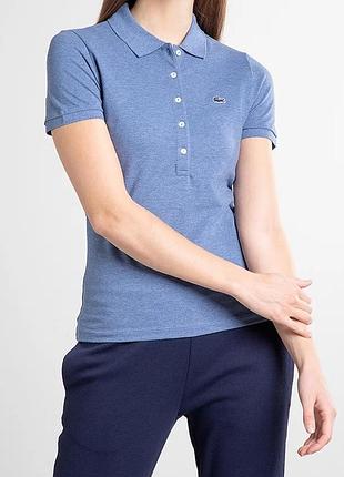 Блакитна жіноча футболка-поло lacoste, розмір 38