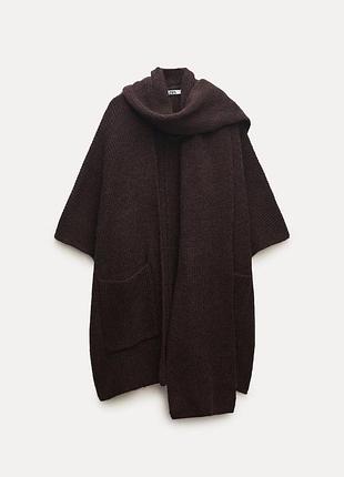 Кардинал пальто з шарфом пончо м/хл zara