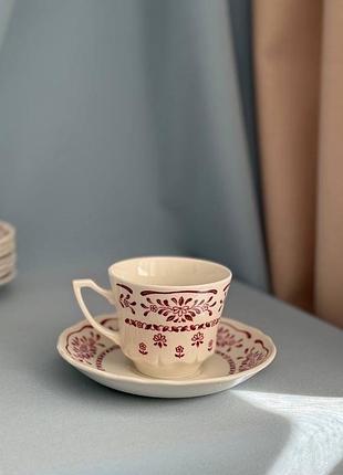 Вінтажна чайна пара royal staffordshire, серія burgundy ironstone, англія