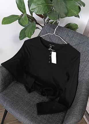 Лонгслів топ в рубчик на кнопках new look