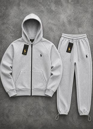 Спортивний костюм кофта  зіп + штани на затяжках polo ralph lauren на флісі ❄️