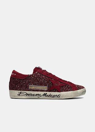 Кеди golden goose super-star bordeaux glitter ‘dream makers’