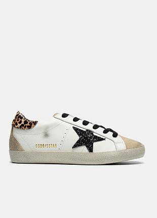 Кеди golden goose super-star leopard/ black glitter star