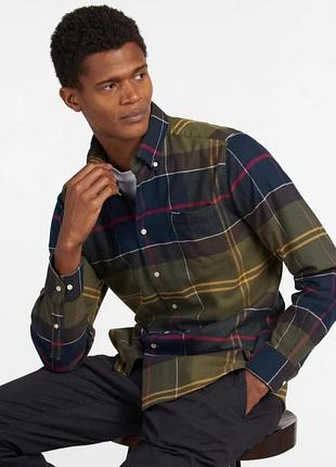 Barbour edderton tailored  фланелевая котоновая рубашка в клетку тартан /0000h/
