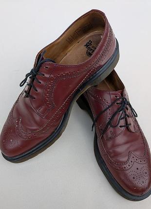 ​шкіряні туфлі броги dr. martens 3989 cherry red (cherry/oxblood) — 43 розмір