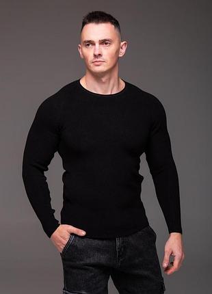 Черный мужской свитер slim fit
