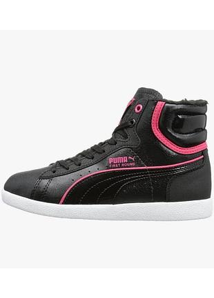 Жіночі утеплені високі кеди puma чорні рожеві 37 розмір