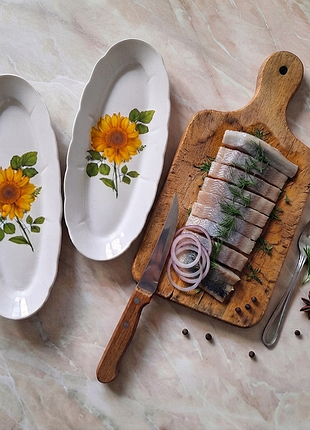 Сеседница (2шт) керамические миски с подсолнухами, тарелки для сельди