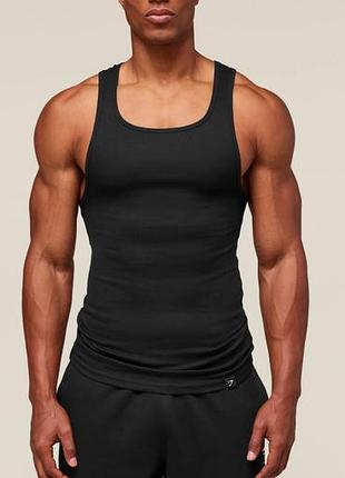 Майка черная базовая в рубчик известного бренда gymshаrk p.l