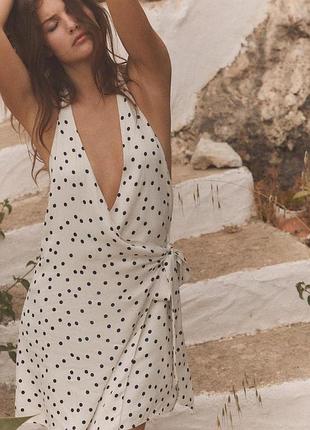 Платье женское атласное в горошек зара zara s