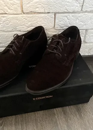 Замшеві чоловічі туфлі  коричневі, tj collection, розмір 41